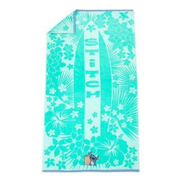 LILO & STITCH 100% Cotton Beach Towel Embroidered Stitch Disney 34x63 Teal NWT - Picture 1 of 4